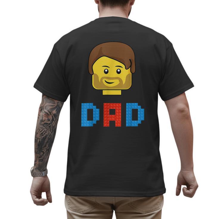Unique Family Dad Master Builder Building Bricks Blocks Men's Back Print T-Shirt
