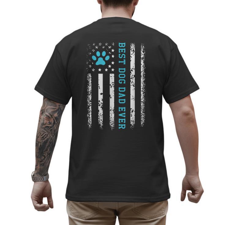 USA Flag Best Dog Dad Ever American Puppy Lover Paw Men's Back Print T-Shirt