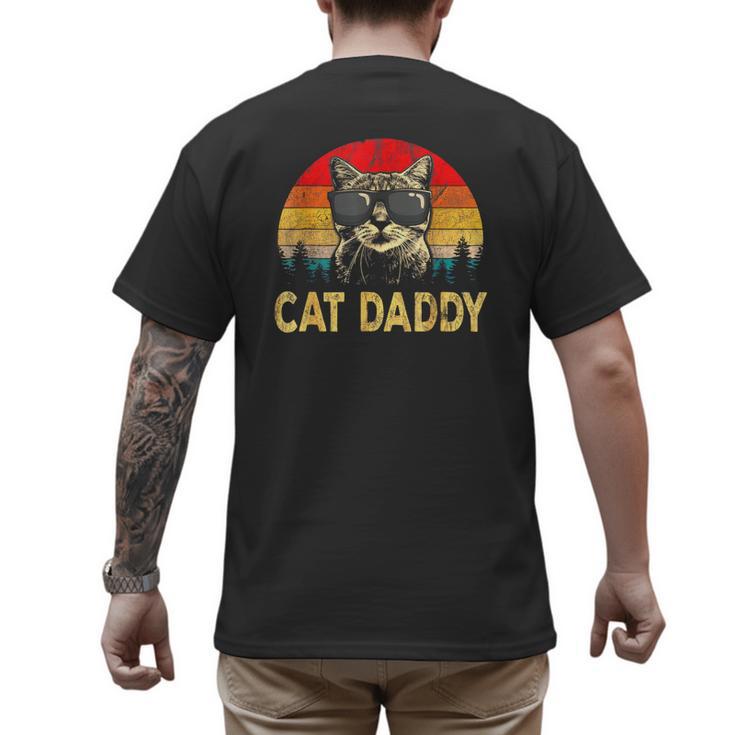 Vintage Cat Daddy Cat Lover Cat Dad Fathers Men's Back Print T-Shirt