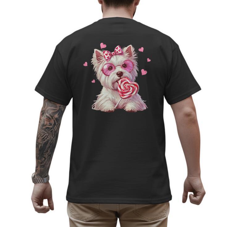 Westie Dog Valentines Day Dog Mom Westie Dad Candy Sucker For Men Women Girls Kids Men's Back Print T-Shirt