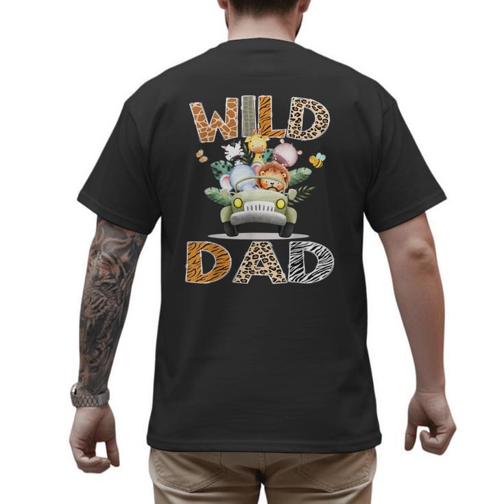 Wild Dad 1St Birthday Safari Jungle Animal Truck Men's Back Print T-Shirt