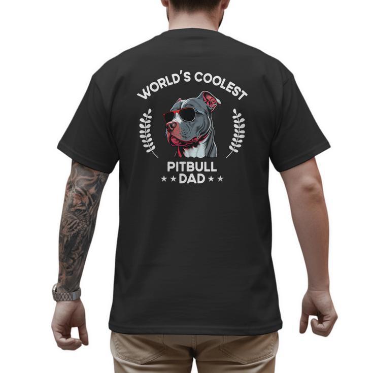 World's Coolest Dog Dad Papa Men Pitbull Men's Back Print T-Shirt