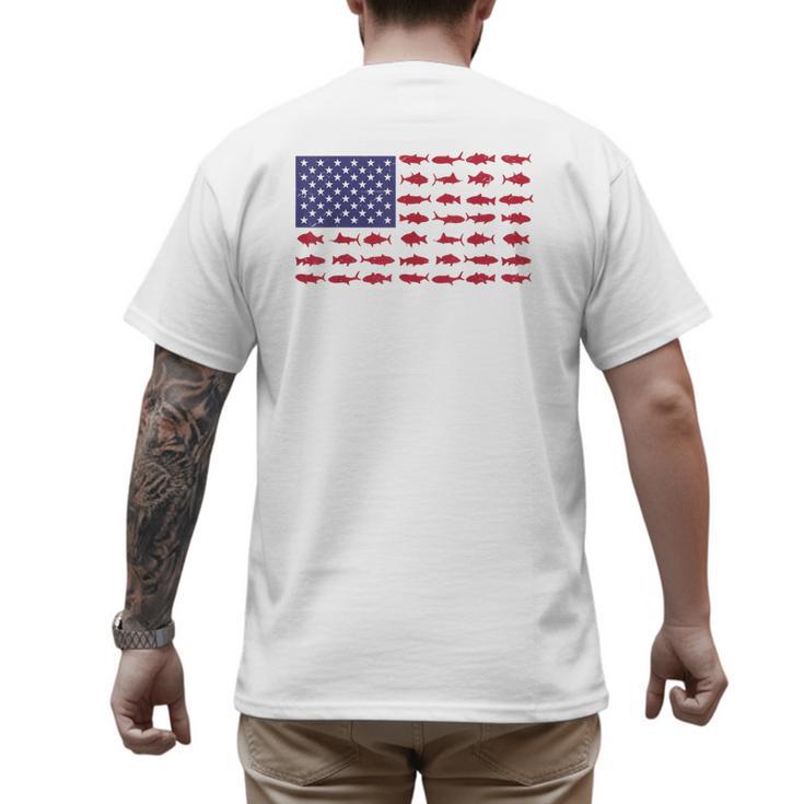 American Flag Fishing-Shirt Men Kids Bass Fish Dad Patriotic Men's Back Print T-Shirt