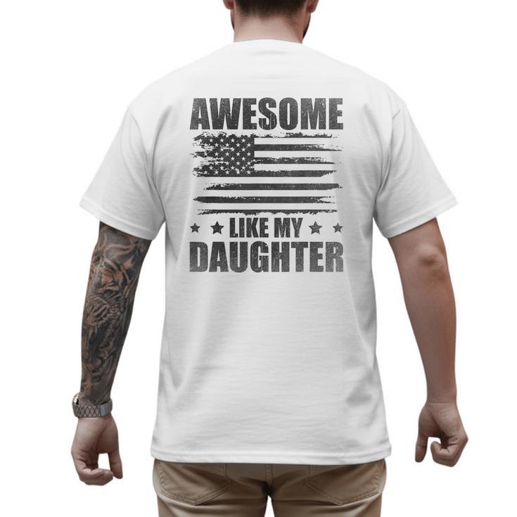 Awesome Like My Daughter Mom Dad American Flag Men's Back Print T-Shirt