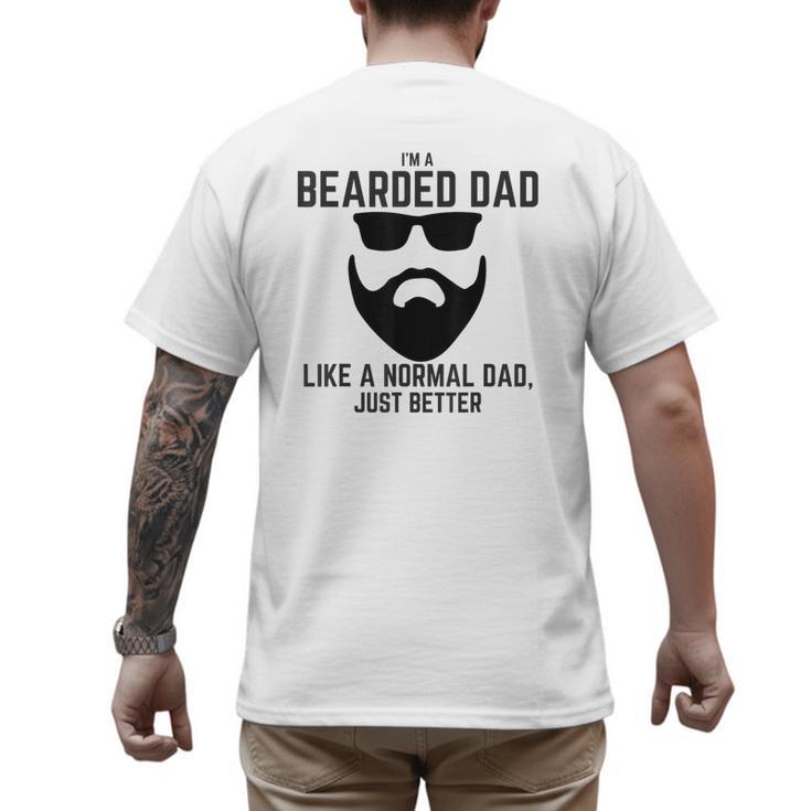 Bearded Dad Beard Humor Superhero Men's Back Print T-Shirt