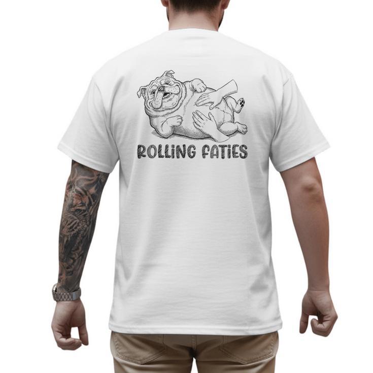 Bulldog Rolling Fatties Dog Mom Dad Owner Men's Back Print T-Shirt