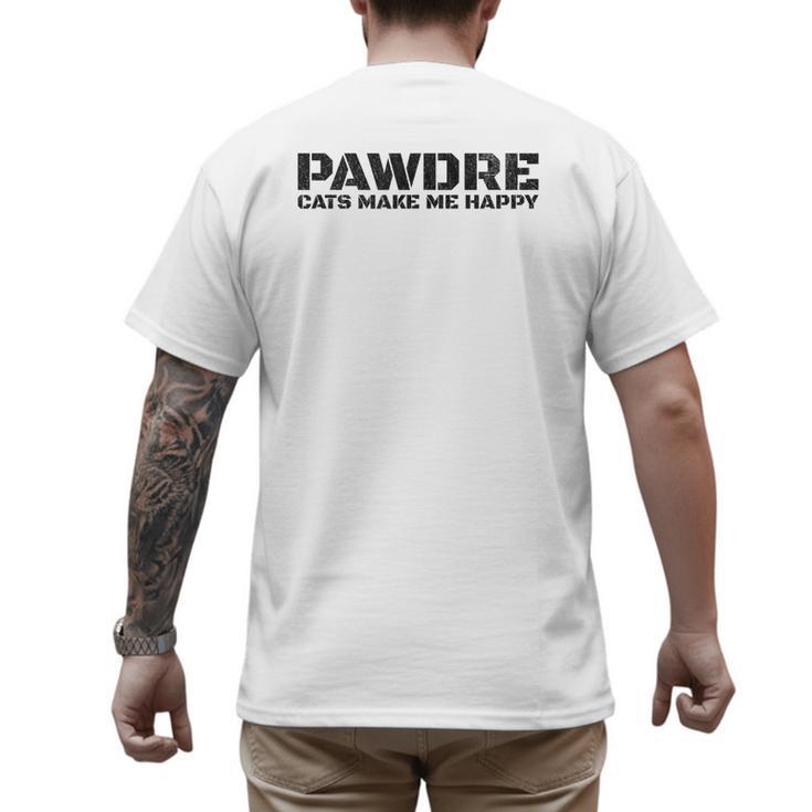 Cat Dad PAWDRE Cats Make Me Happy Cat Father Men's Back Print T-Shirt