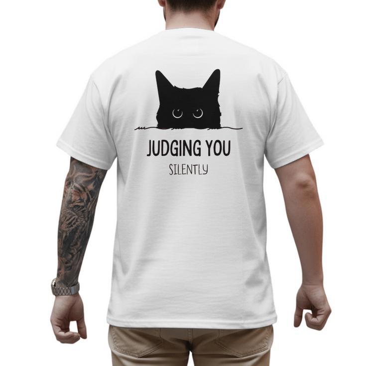 Cat Judging You Silently  Cat Mom Dad Premium Tri-Blend Men's Back Print T-Shirt