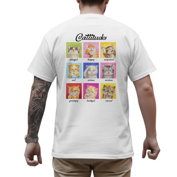 Cat Lover Cat Mom Cat Dad Crazy Cat Lady Cattitudes Men's Back Print T-Shirt