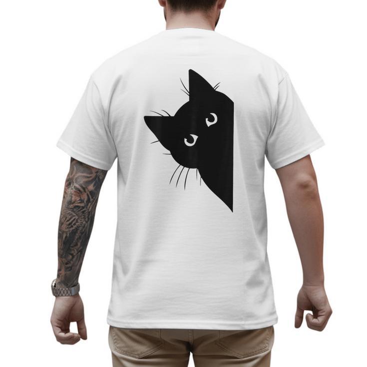 Curious Cat Peeking Sneaky Cat Cat Mom Cat Dad Men's Back Print T-Shirt