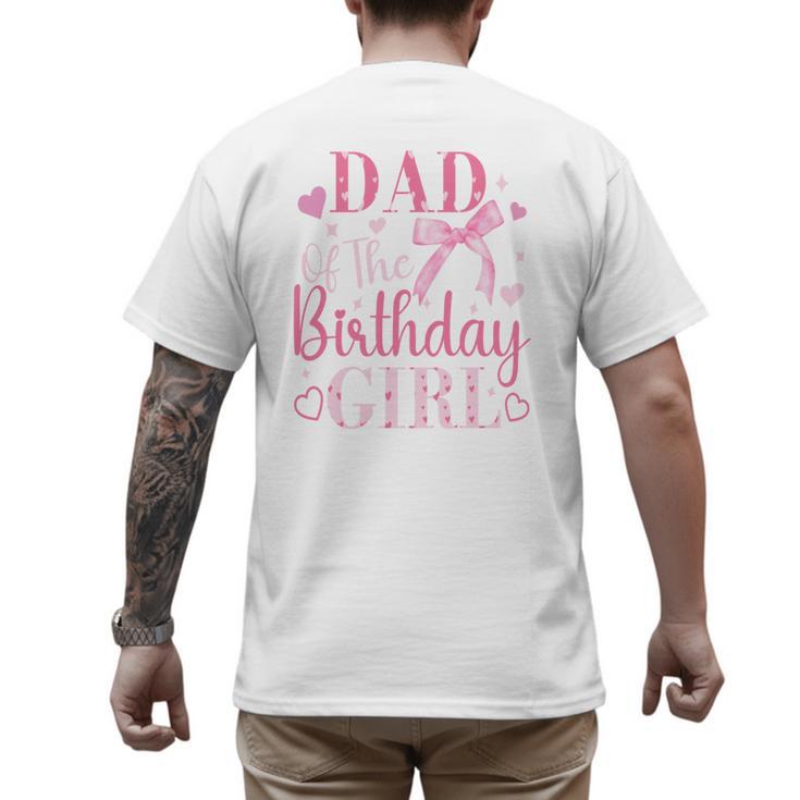 Dad Of The Birthday Girl Bow Cute Pink Matching Family Party Men's Back Print T-Shirt
