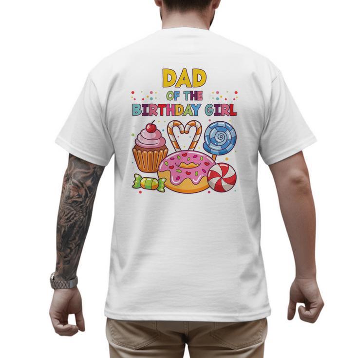 Dad Of The Birthday Girl Candyland Colorful Lollipop Party Men's Back Print T-Shirt