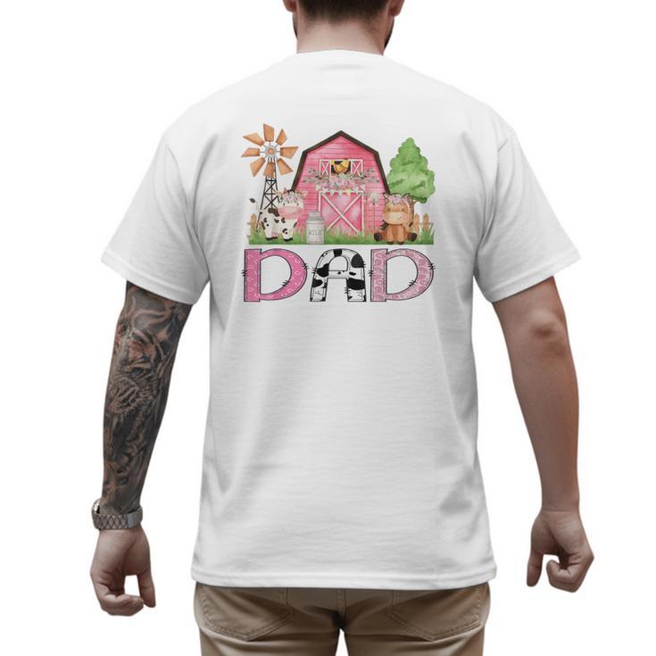 Dad Pink Farm Animal Birthday Kids Matching Family Men's Back Print T-Shirt