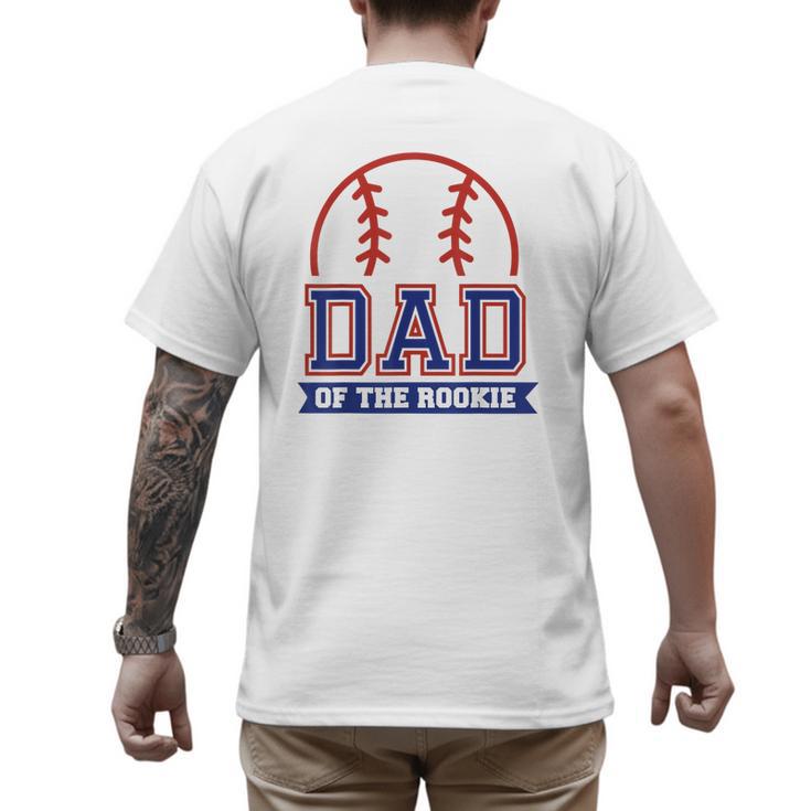 Dad Of Rookie 1st Birthday Baseball Theme Matching Party Men's Back Print T-Shirt