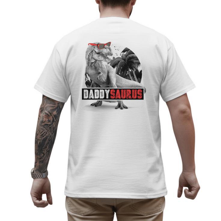 Daddysaurus T-Rex Dad Dinosaur Daddy Saurus Fathers Day Men's Back Print T-Shirt