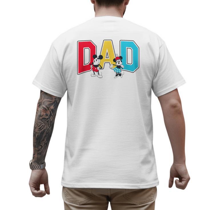 Disney Mickey And Friends Mickey Minnie Dad Collegiate Logo Men's Back Print T-Shirt