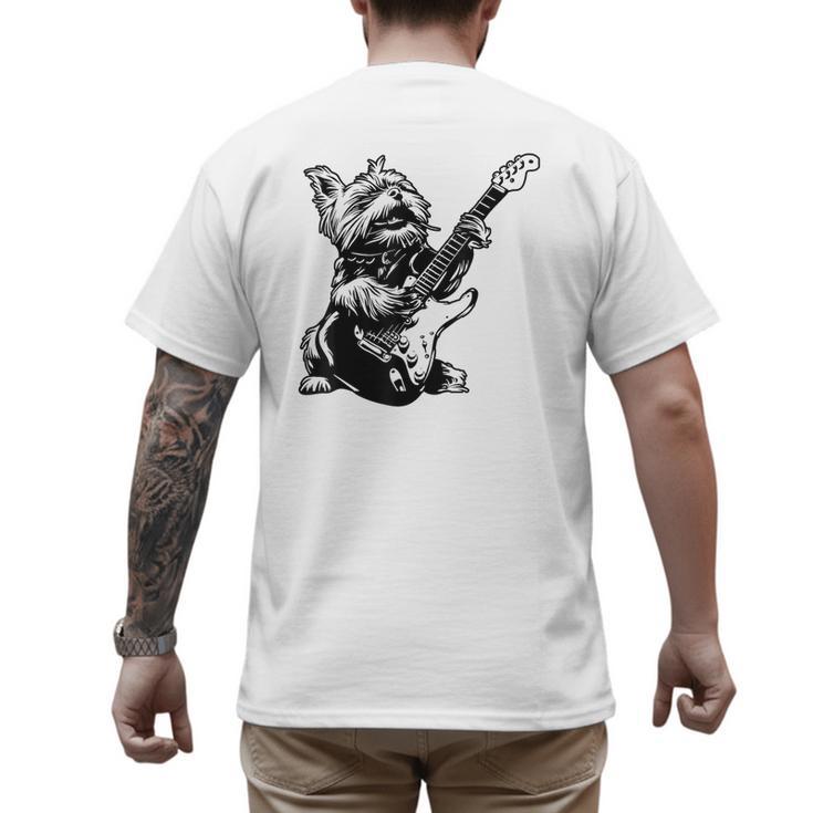 Dog Guitarist Guitar Yorkie Dad Mom For Men Women Men's Back Print T-Shirt