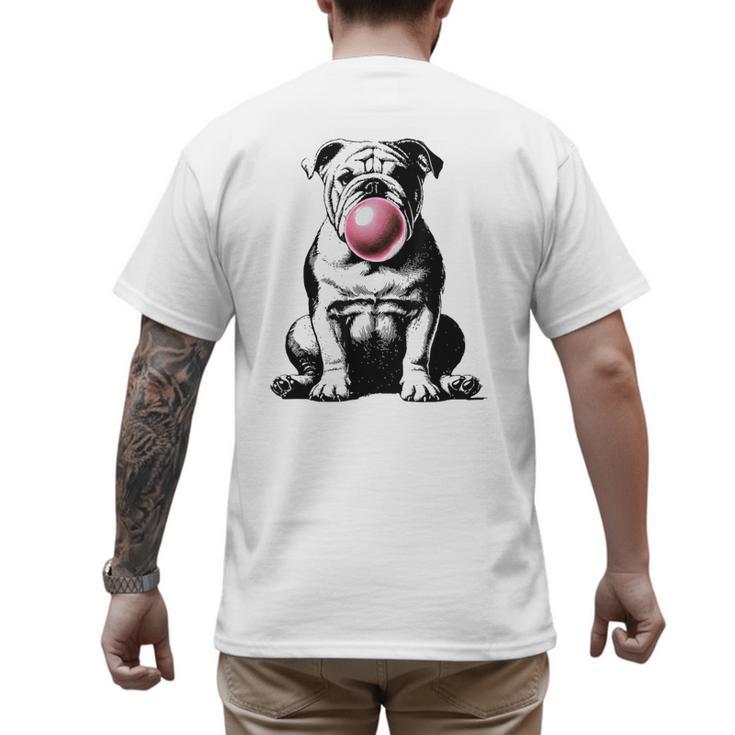 English Bulldog Bubble Gum Vintage Dog Mom Pet Dad Men's Back Print T-Shirt