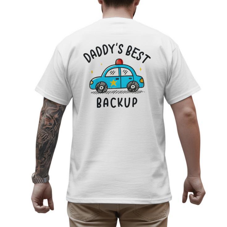 Father Son Daughter Daddy's Best Backup Father's Day Toddler Men's Back Print T-Shirt