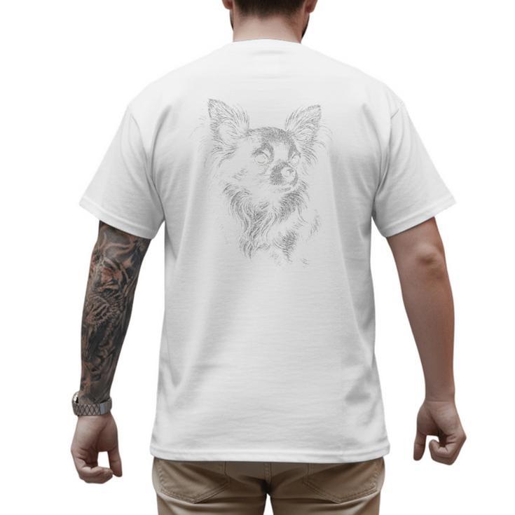 Long Haired Chihuahua Dog For Men Women Dog Mom Dad Men's Back Print T-Shirt