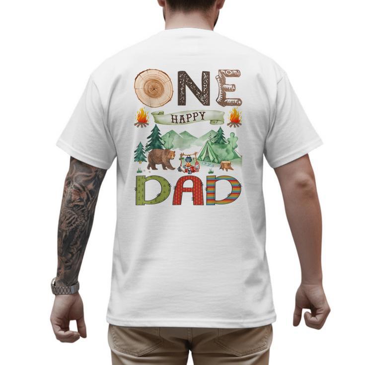One Happy Dad Camper 1st Birthday Boy Camping Bear Men's Back Print T-Shirt