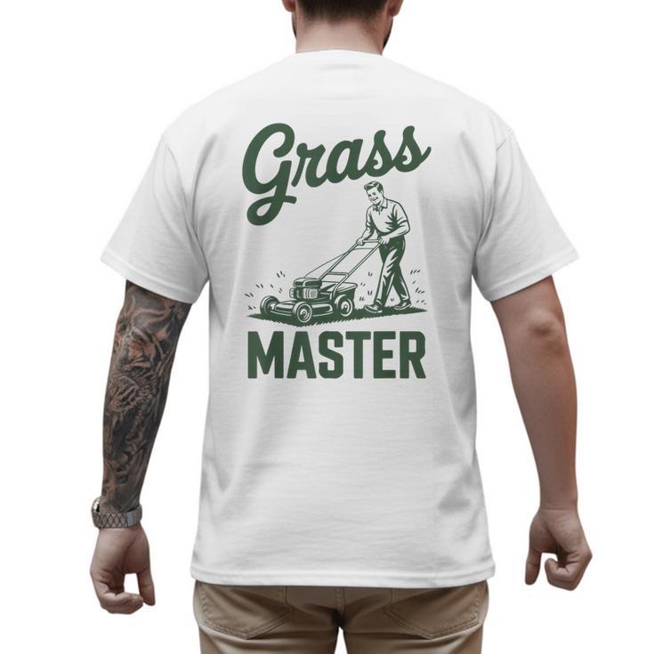 Push Lawn Mower Legend Grass Master Dad Mowing Men's Back Print T-Shirt