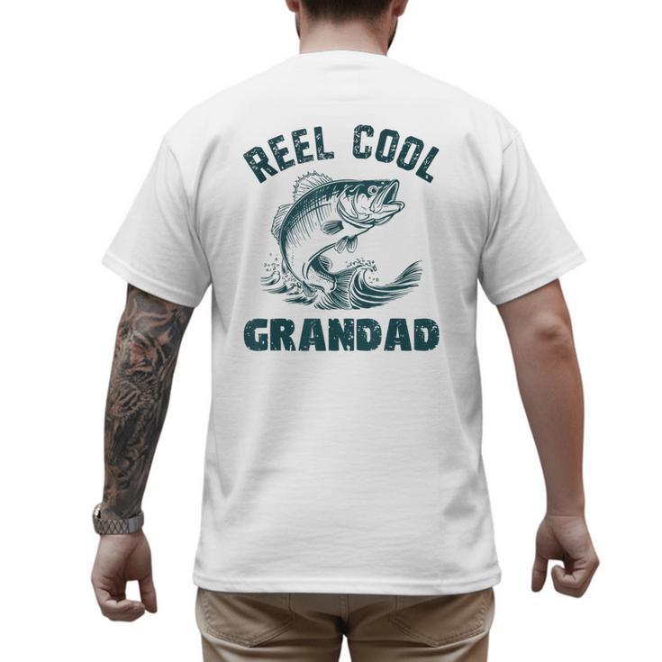Reel Cool Grandad Fishing Grandpa Vintage Style Men's Back Print T-Shirt