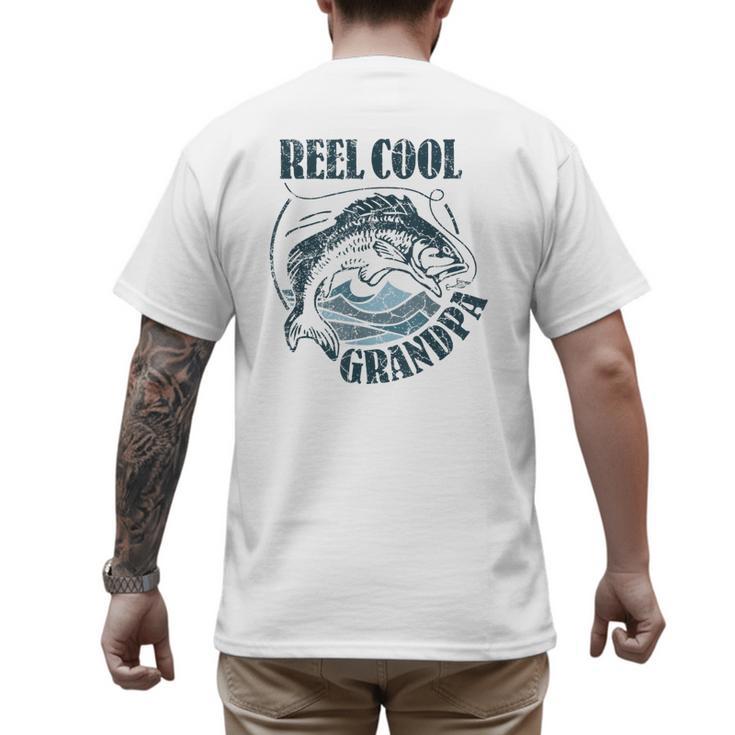Reel Cool Grandpa Fishing Dad Father's Day Fisherman Men's Back Print T-Shirt