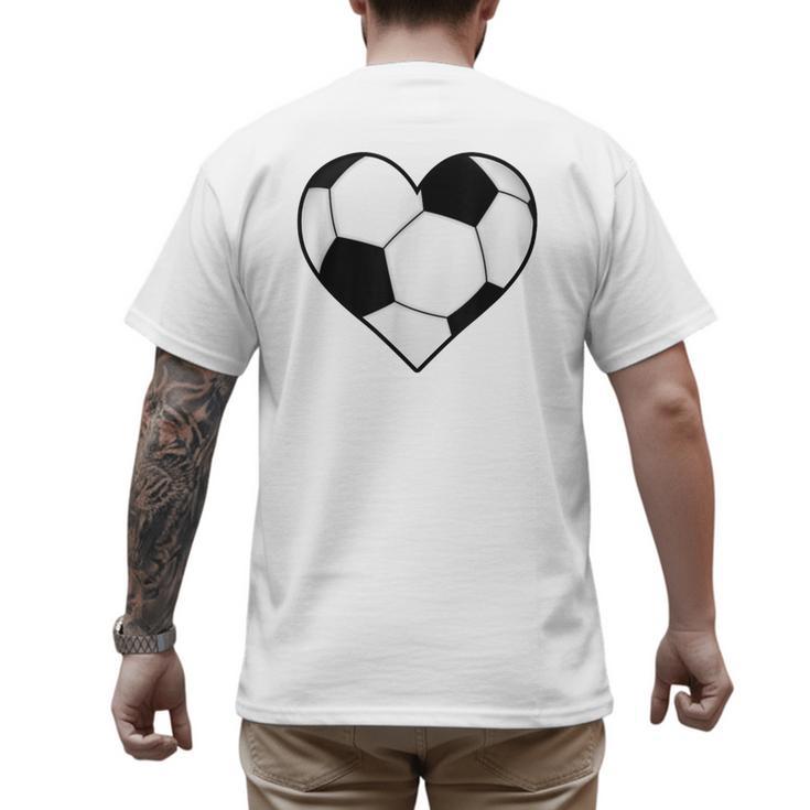 Soccer Ball Heart Idea For Mom Dad Kids T-Shirt Men's Back Print T-Shirt