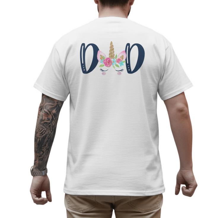 Unicorn Dad Birthday Shirt Matching Family Party Tee T-Shirt Men's Back Print T-Shirt