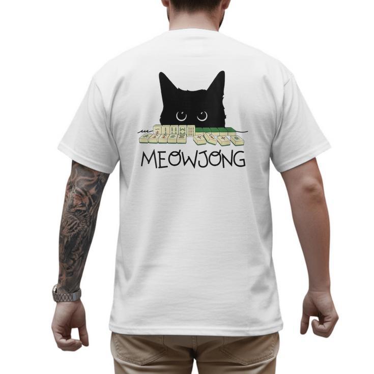 Women's Meowjong Cat Mahjong Chinese Game  Cat Mom Dad Men's Back Print T-Shirt