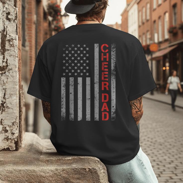 American Flag Cheer Dad Vintage Patriotic Father Cheerleader Men's Back Print T-Shirt
