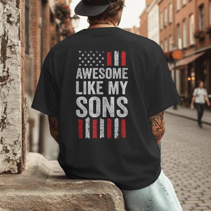 American Flag Dad Mom Awesome Like My Sons Men's Back Print T-Shirt
