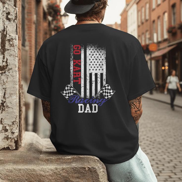 American Flag Go Kart Racing Race Dad Flag Men's Back Print T-Shirt