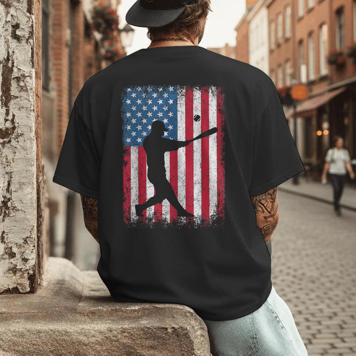American Flag Vintage Baseball Flag Dad Mom Tee T-Shirt Men's Back Print T-Shirt