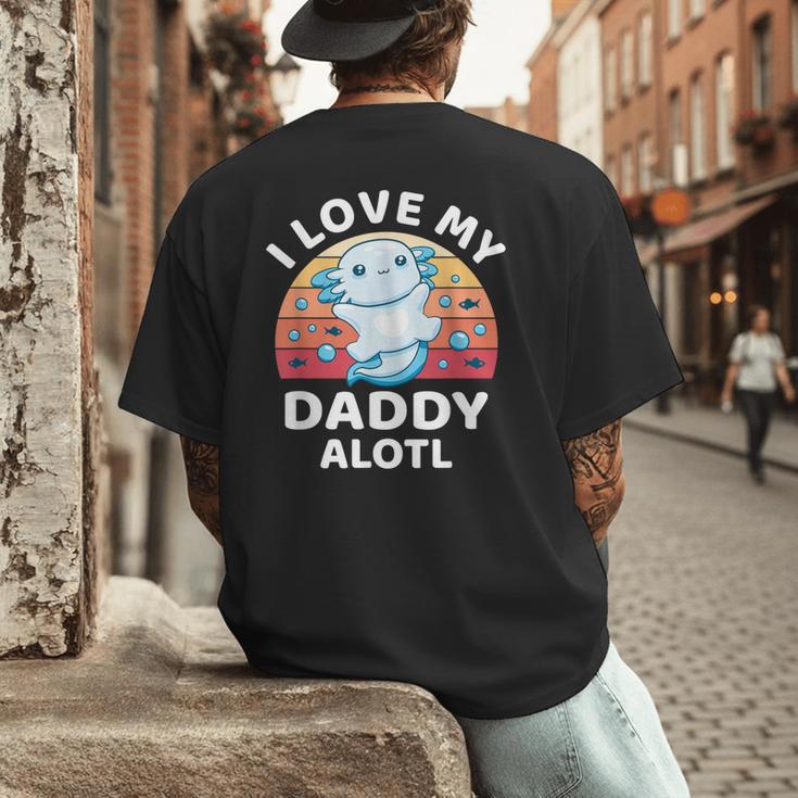 Axolotl Kids Teens Retro Sunset I Love My Daddy Men's Back Print T-Shirt