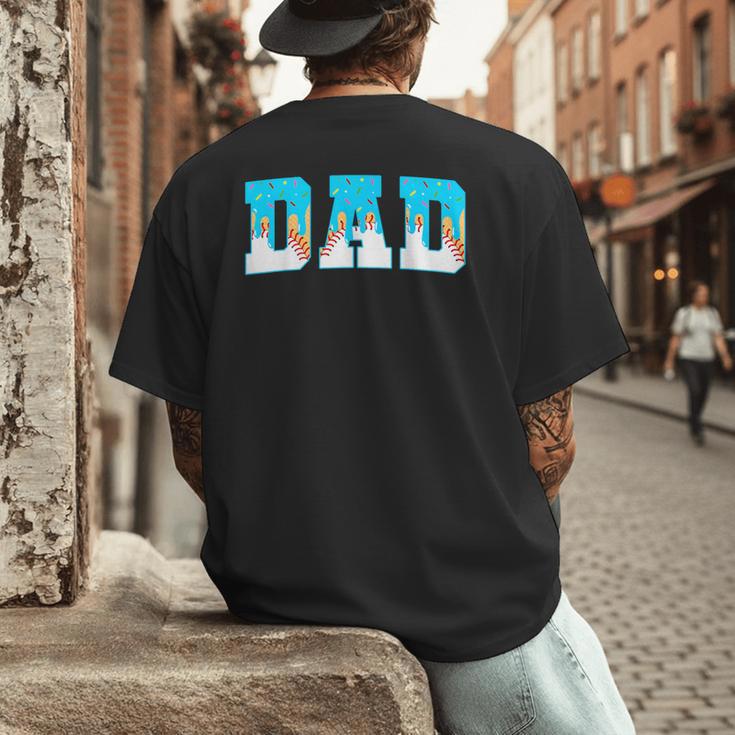 Baseball Dad Ice Cream Drip Happy Fathers Day Men's Back Print T-Shirt