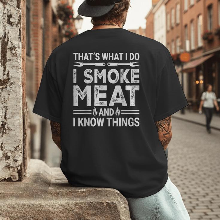 BBQ Grilling Dad Smoking Meat Barbecue Pun Pit Master Father Men's Back Print T-Shirt