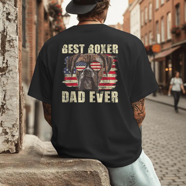 Best Boxer Dad Ever USA Flag American Dog Animal Lover Men's Back Print T-Shirt