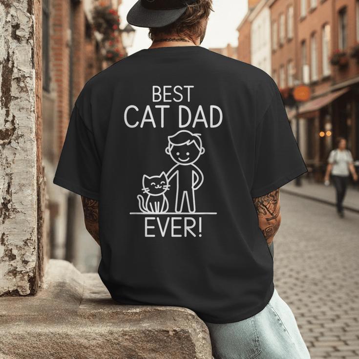 Best Cat Dad Ever Fun Line Art Illustration Men's Back Print T-Shirt