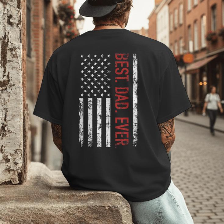 Best Dad Ever US American Flag Gift For Father's Day Short Sleeve Men's Back Print T-Shirt