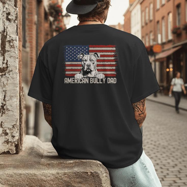 Best Dog Dad Ever American Flag American Bully Dad Men's Back Print T-Shirt