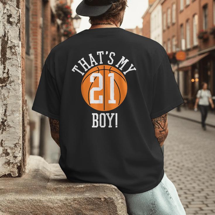 My Boy 21 Basketball Number 21 Jersey Basketball Mom Dad Men's Back Print T-Shirt