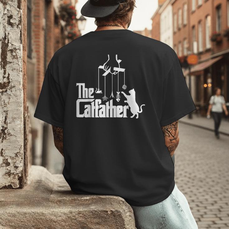 Cat Dad Life The Catfather Fathers Day Vintage Men's Back Print T-Shirt