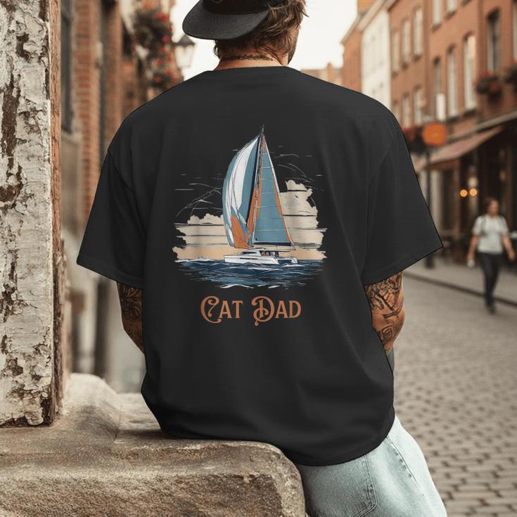 Cat Dad Vintage Catamaran Sailing Men's Back Print T-Shirt