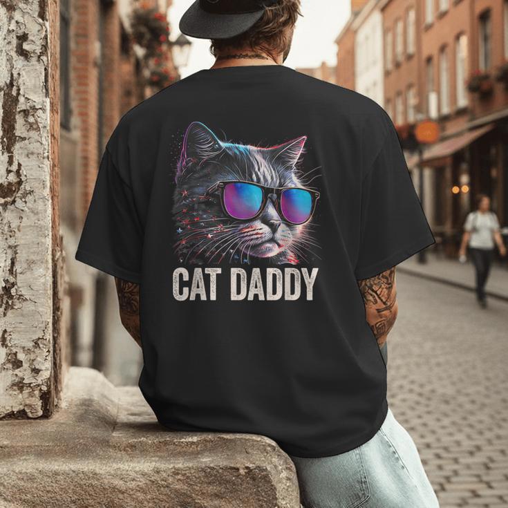 Cat Daddy Shirt Cat Sunglasses Cool Cat Dad Men Father Men's Back Print T-Shirt