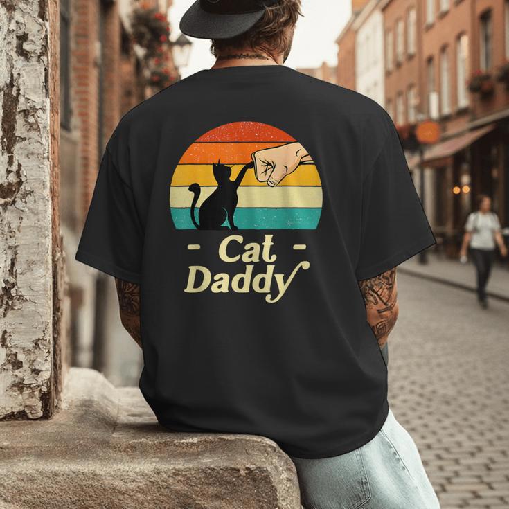 Cat Daddy Vintage Cat Lover Cat Dad Fathers Day Men's Back Print T-Shirt