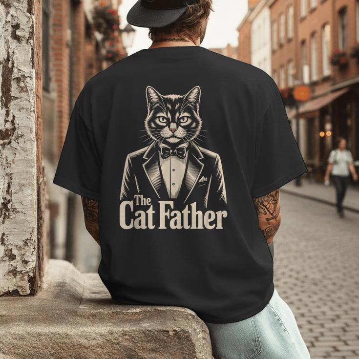 Cat Lover The CatFather Cat Dad Men's Back Print T-Shirt