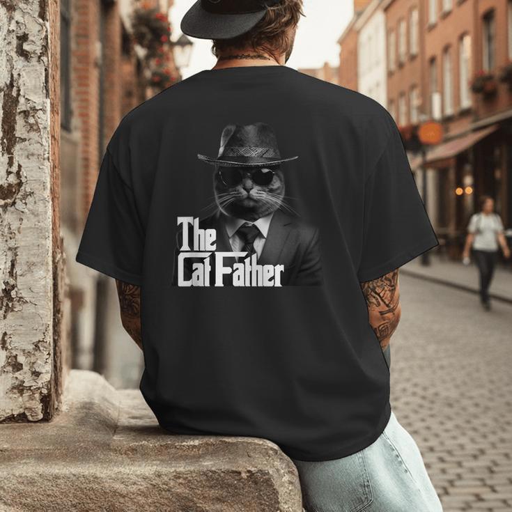 The Catfather Fathersday Best Birthday Cat Dad Men's Back Print T-Shirt