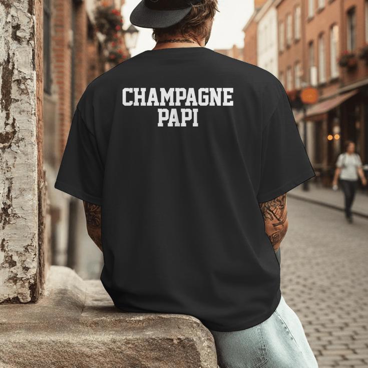 Champagne Papi Dad Father's Day Love Family Support Tee Men's Back Print T-Shirt